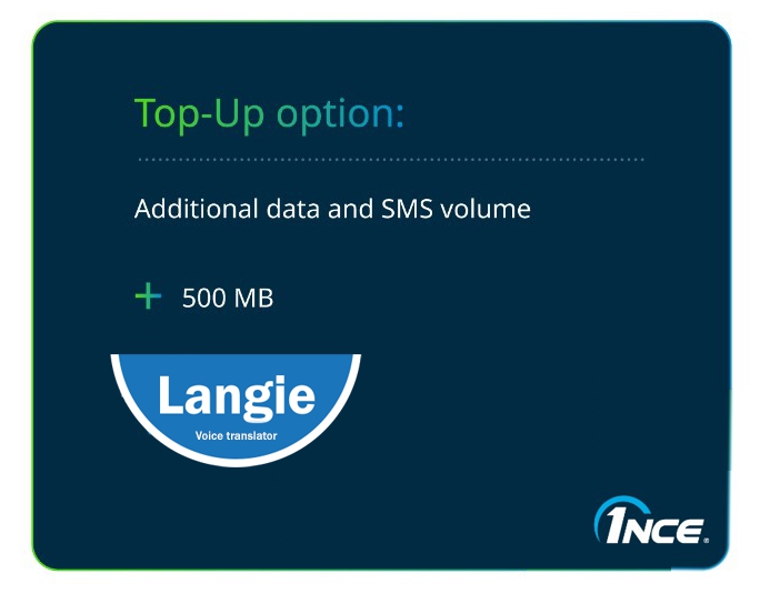 Tarjeta SIM: volumen de datos de 500 MB con una velocidad de hasta 1 Mbit/s