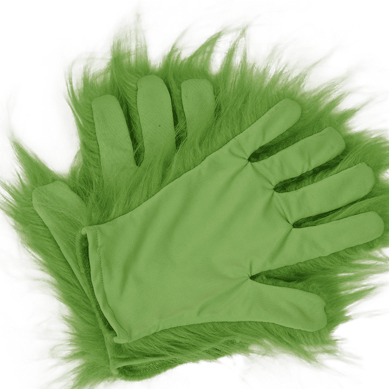 máscara de grinch con guantes